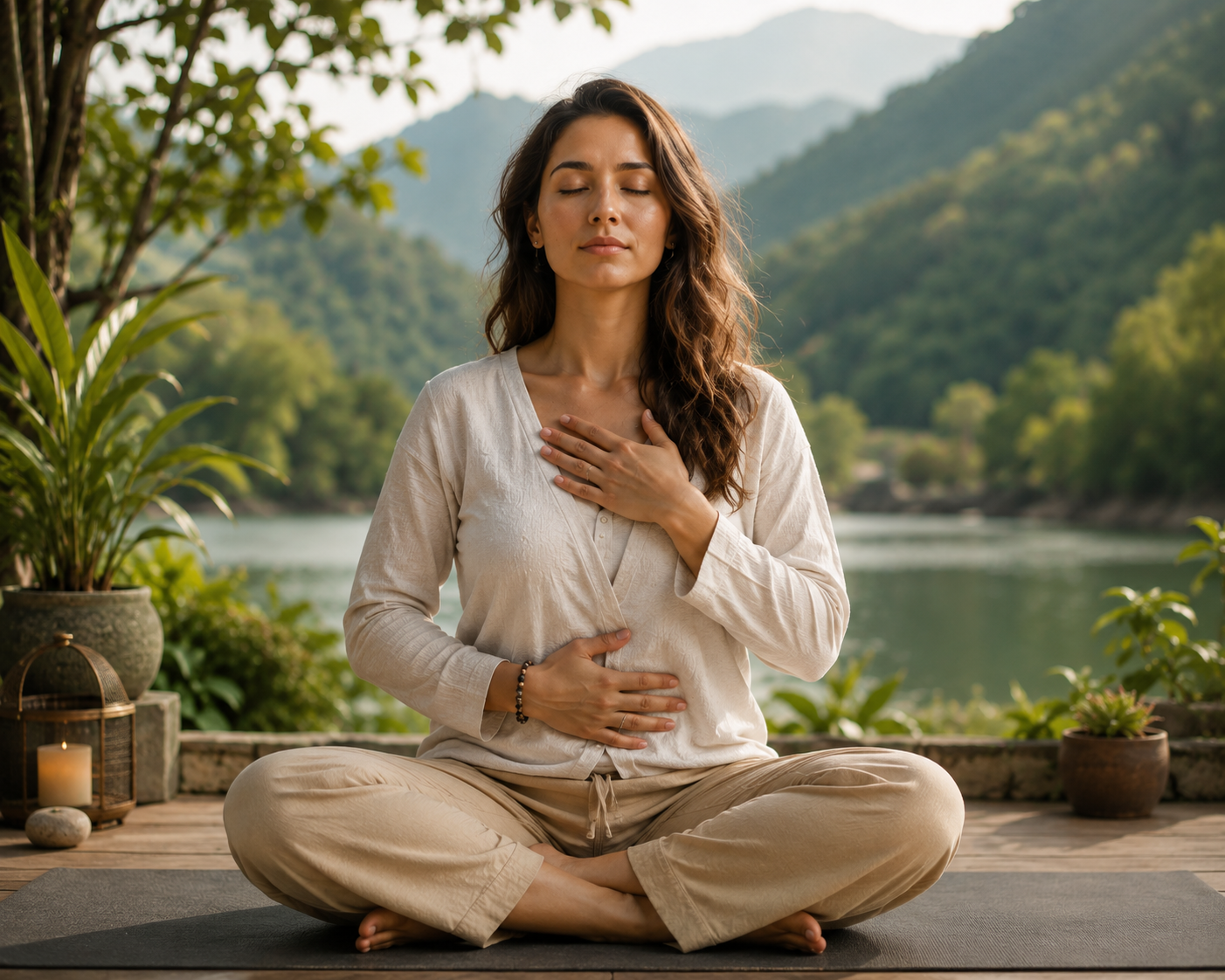 Guest practicing yoga in nature